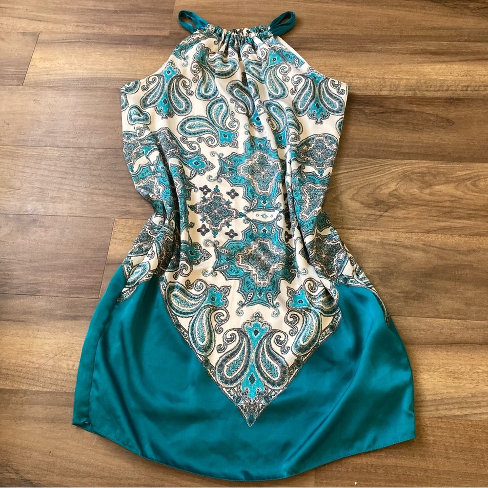 Max Studio Silky Handkerchief Mini Dress Beachy Summer Sz M